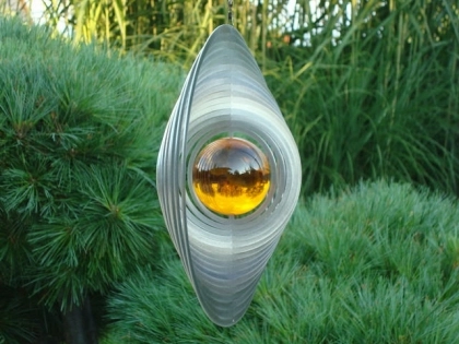 Windspiel aus Edelstahl für Glaskugeln 70 mm