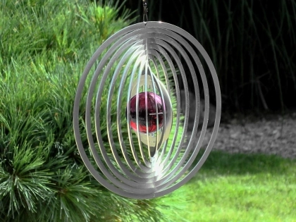 Windspiel aus Edelstahl für 35 mm Glaskugeln