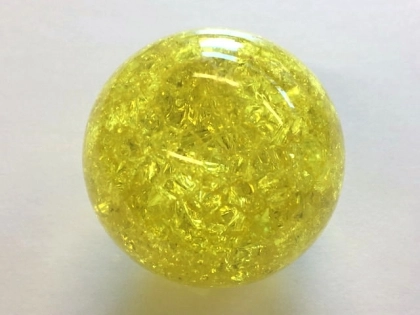 Kristallglaskugel 50 mm, zitronengelb - Splittereffekt, oberflächeneingefärbt