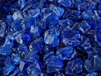 Glassteine kobaltblau, ca. 20-40 mm