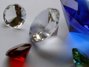 Glasdiamanten grün & weiss  20 cm oder 15 cm Kristallglas Diamanten Facetten 