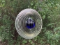 Preview: Windspiel aus Edelstahl 300 mm mit Glaskugel 100 mm kobaltblau