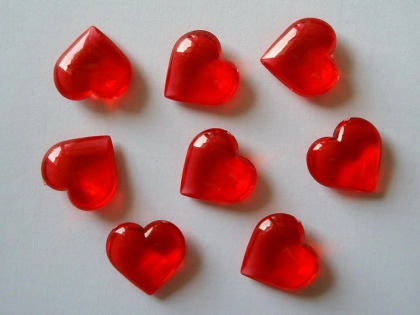 Acrylic Hearts 22x24x9 mm Ruby Red