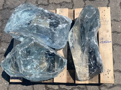 Glasbrocken kristall (Graustich), ca. 350-450 mm
