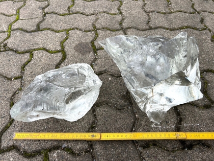 Glasbrocken kristall, 2 Stück, 14 kg