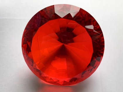 Preview: Kristallglasdiamant rot D150 mm vorne