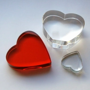 Crystal Glass Hearts 80x80x15mm Clear | optically clean