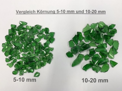 Glass Gravel dark green 5-10 mm and 10-20 mm | Glass Chippings