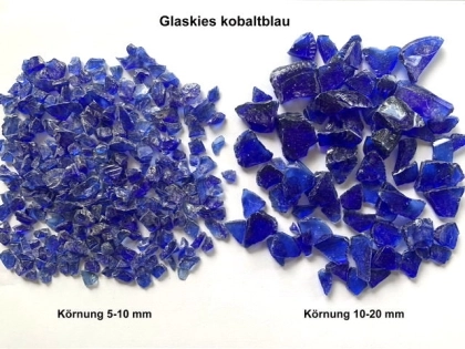 Glass Gravel Cobalt Blue grain size 5-10 mm and 10-20 mm