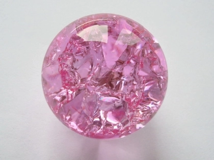 Crystal Glass Balls 35 mm Pink | Cracked Glass Balls | Glass Balls Splintered Effect