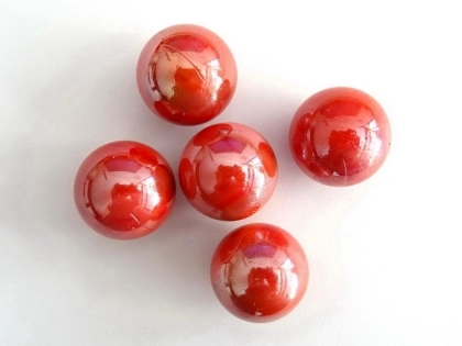Glass Marbles 25 mm Coral Red Opaque | Shimmering Surface | 1 Kg