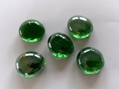 Glass Pebbles 17-20 mm Green iridescent | 1 Kg | Glass Nuggets