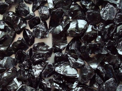 Glass stones black | fire pit glass | glass lump 20-40 mm/20-kg