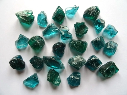Glass Stones 10-20 mm Turquoise-Petrol | 20 Kg | fire pit glass | glass lump