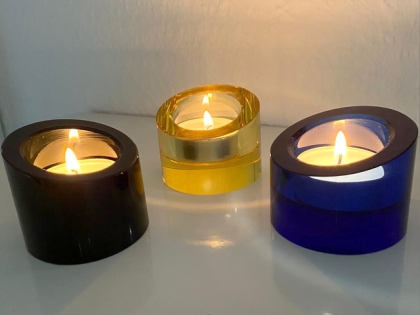 Preview: Crystal glass candleholder diagonal tea lights - 3 pieces 2