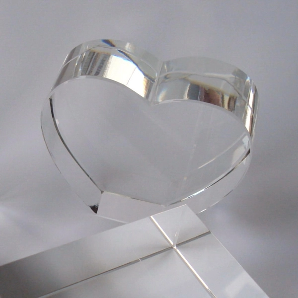 Crystal Glass Hearts 80x65x30 mm Clear with Base | optically clean