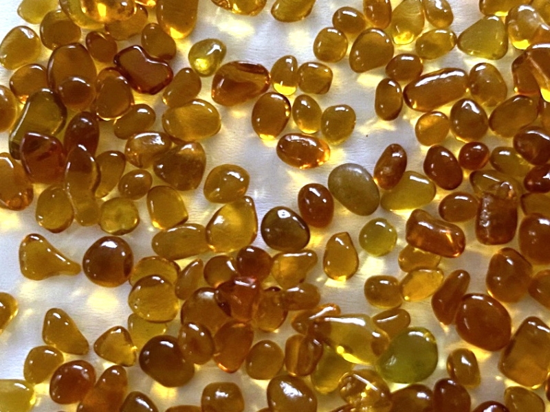Glaskiesel gerundet, amber | goldgelb 3-6 mm/20 kg