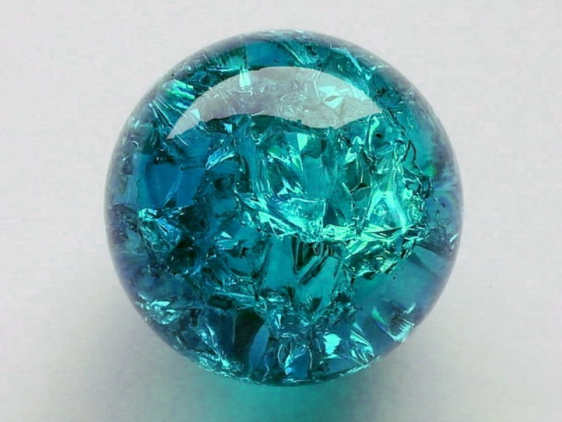 Crystal Glass Balls 80 mm Petrol | Cracked Glass Balls | Glass Balls Splintered Effect