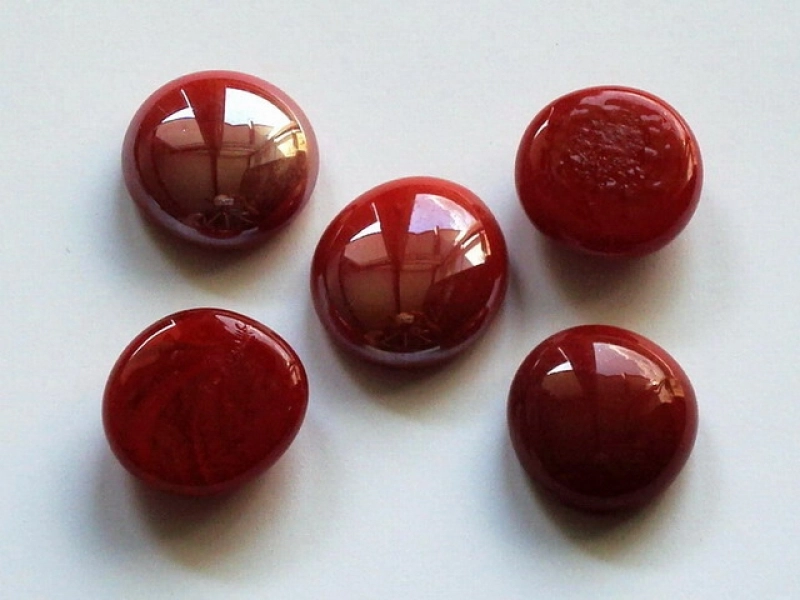 Glass pebbles | glass nuggets | glass gems ruby red opak, 17-20 mm/25 kg