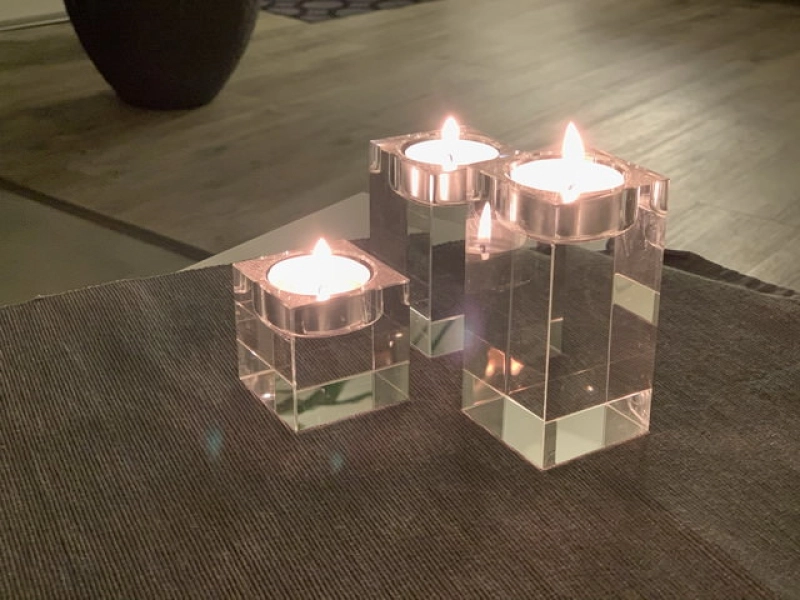 Crystal glass candleholder tea lights - 3 pieces 2