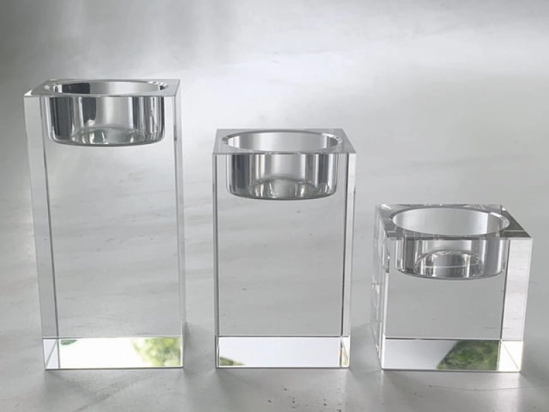 Crystal glass candleholder tea lights - 3 pieces