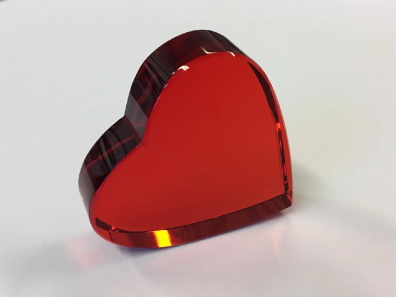Crystal Glass Hearts 40x40 mm Ruby Red | optically clean