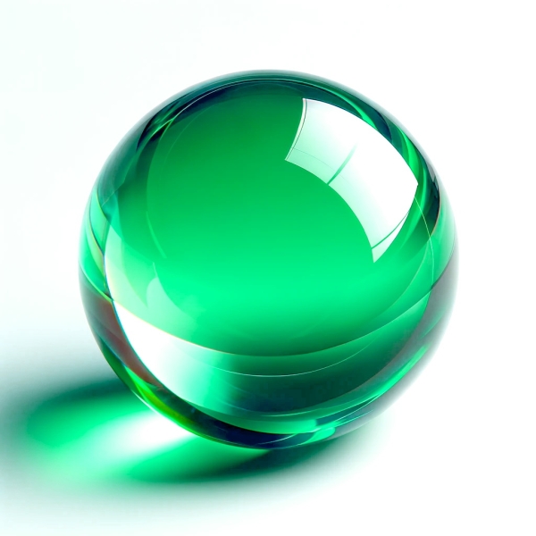 Crystal ball green 40 mm on white background