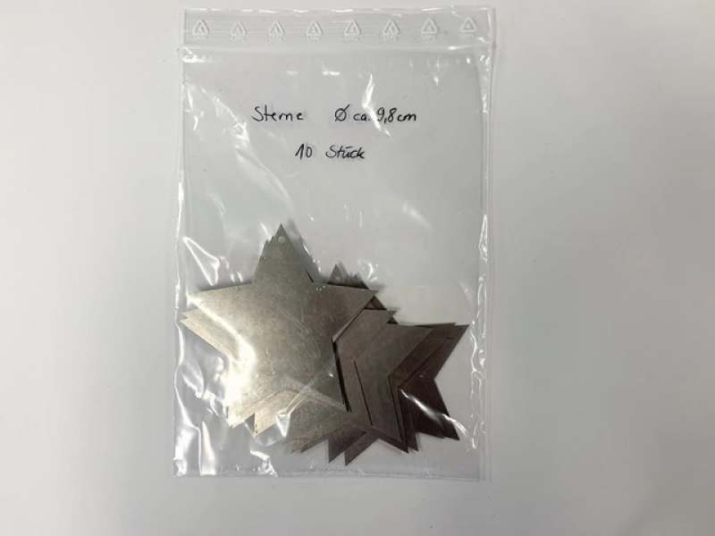 Sterne aus Edelstahl ca. 9,8 cm/ 10 Stück