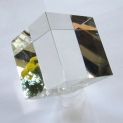 Justice 84CR Gus Khrustalny Russian Lead Crystal Cube 3D Paperweight Etched 